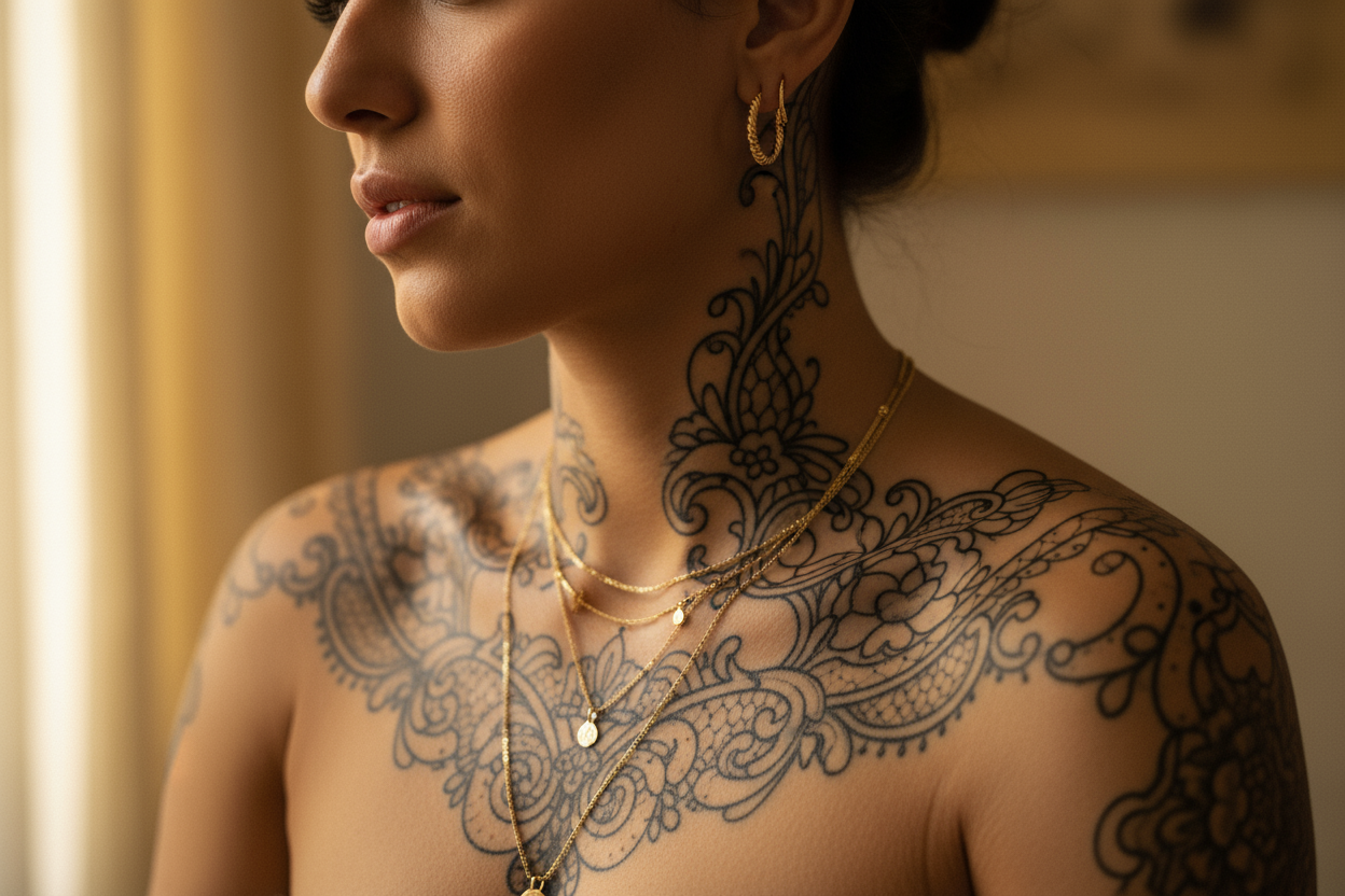 tattoo sol schwarz sein und nur auf schulter und hals